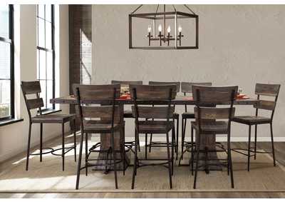 Image for Jennings Distressed Walnut 9-Piece Rectangle Counter Height Dining Set