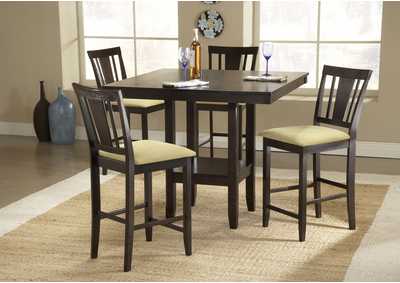 Image for Arcadia Espresso 5-Piece Counter Height Dining Set w/Slat Back Stools