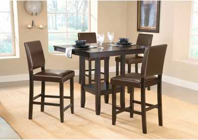 Image for Arcadia Espresso 5-Piece Counter Height Dining Set w/Parson Stool