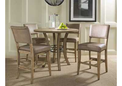 Image for Charleston Desert Tan 5-Piece Counter Height Round Wood Dining Set w/Parson Stool