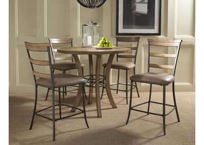 Image for Charleston 5-Piece Counter Height Round Wood Dining Set w/Ladder Back Stools