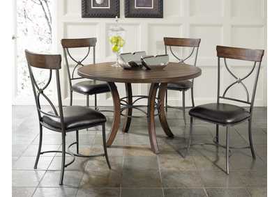 Image for Cameron Chestnut 5-Piece Round Wood Base Dining Set w/X-Back Chairs