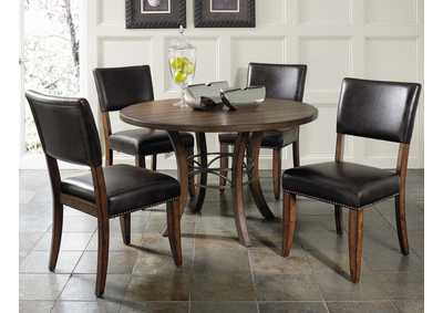 Image for Cameron Chestnut 5-Piece Round Wood Base Dining Set w/Parson Chairs