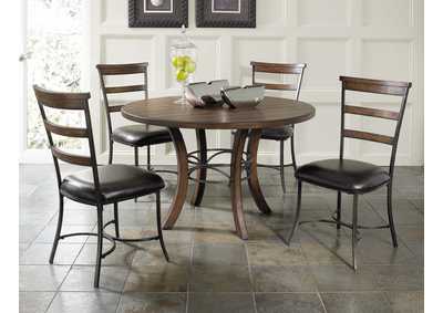 Image for Cameron Chestnut 5-Piece Round Wood Base Dining Set w/Ladder Back Chairs