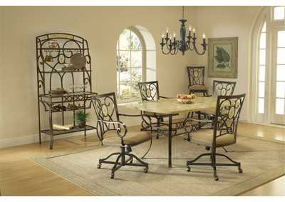 Image for Brookside Brown/Beige 5-Piece Rectangle Dining Set w/Oval Back Caster Chairs