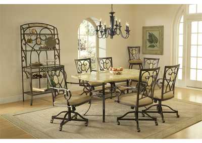 Image for Brookside Brown/Beige 7-Piece Rectangle Dining Set w/Oval Back Caster Chairs