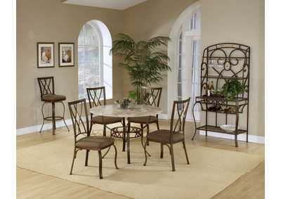 Image for Brookside Fossilstone 5-Piece Round Dining Set w/Diamond Back Chairs