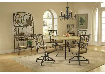 Image for Brookside Brown/Beige 5-Piece Round Dining Set w/Oval Back Caster Chairs