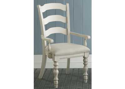 Image for Pine Island Old White Ladder Back Arm Chair (Set of 2)
