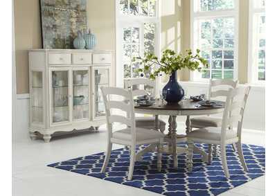 Image for Pine Island Old White 5 Piece Round Dining Set w/Ladder Back Chairs
