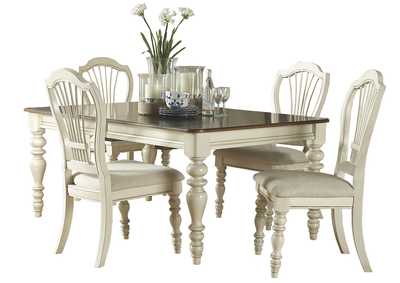 Image for Pine Island Old White 5 Piece Round Dining Set w/Wheat Back Chairs