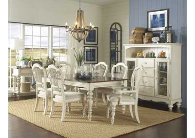 Image for Pine Island Old White 7 Piece Dining Set w/Wheat Back Chairs