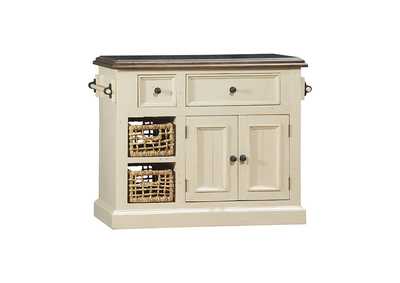 Image for Tuscan Retreat Country White Granite Top Kitchen Island with 2 Baskets