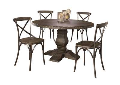 Image for Lorient Gray/Charcoal 5-Piece Round Dining Set w/X Back Chairs