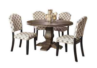 Image for Lorient Gray/Charcoal 5-Piece Round Dining Set w/Parsons Chairs