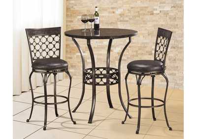 Image for Brescello Pewter 3-Piece Bar Height Bistro Dining Set
