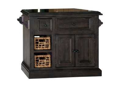 Image for Tuscan Retreat Medium Granite Top Kitchen Island w/2 Baskets - Weathered Gray Finish