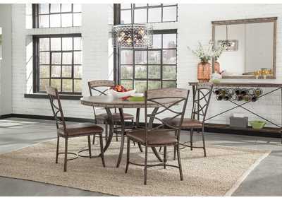 Image for Emmons Washed Gray 5-Piece Round Dining Set