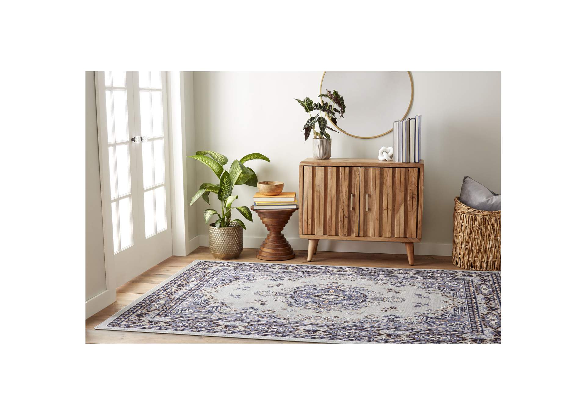 Premium Sakarya Area Rug Gray/Blue, 21"x35",Home Dynamix