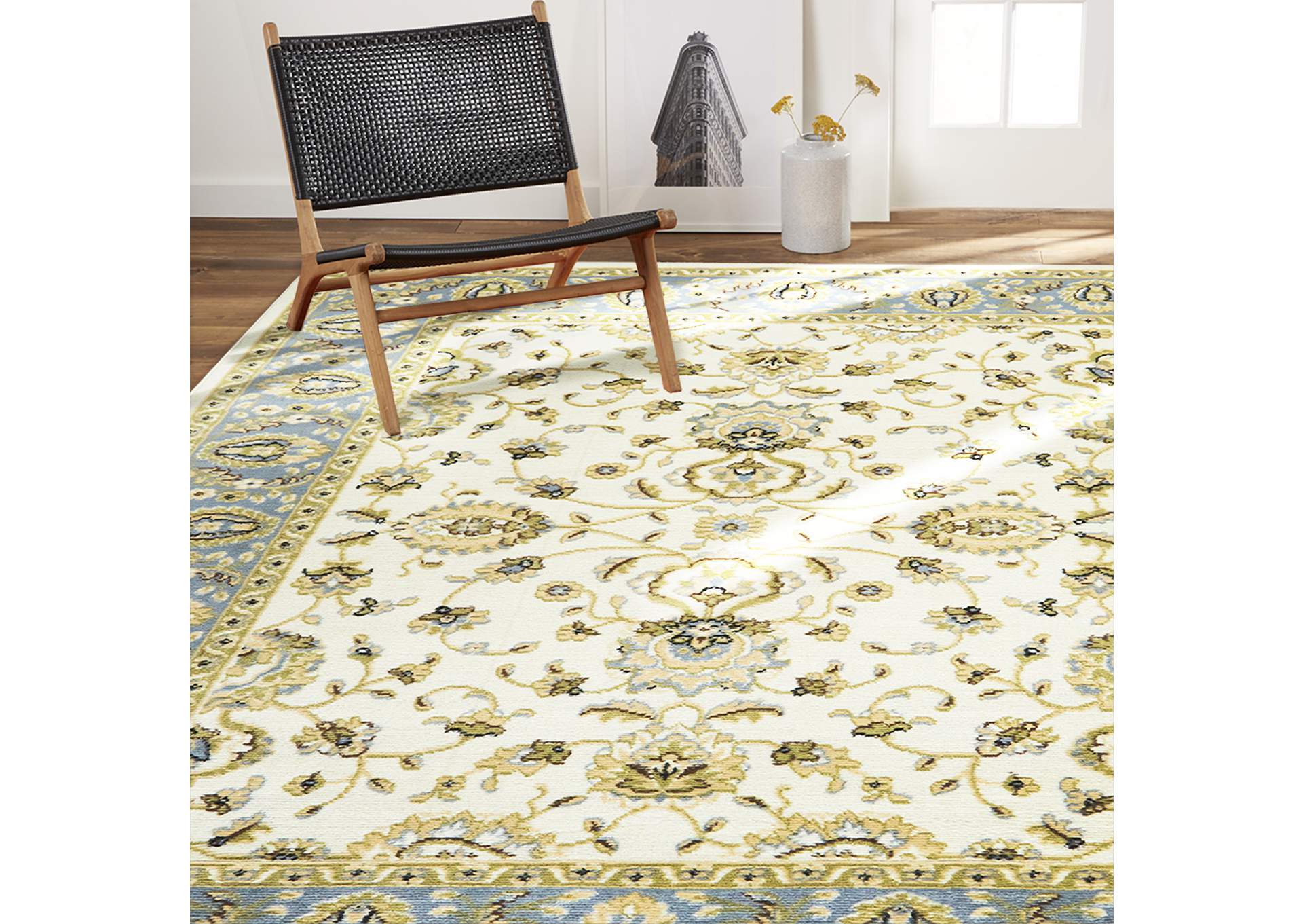 Optimum Maoz Area Rug Ivory/Blue, 5'2"x7'2",Home Dynamix