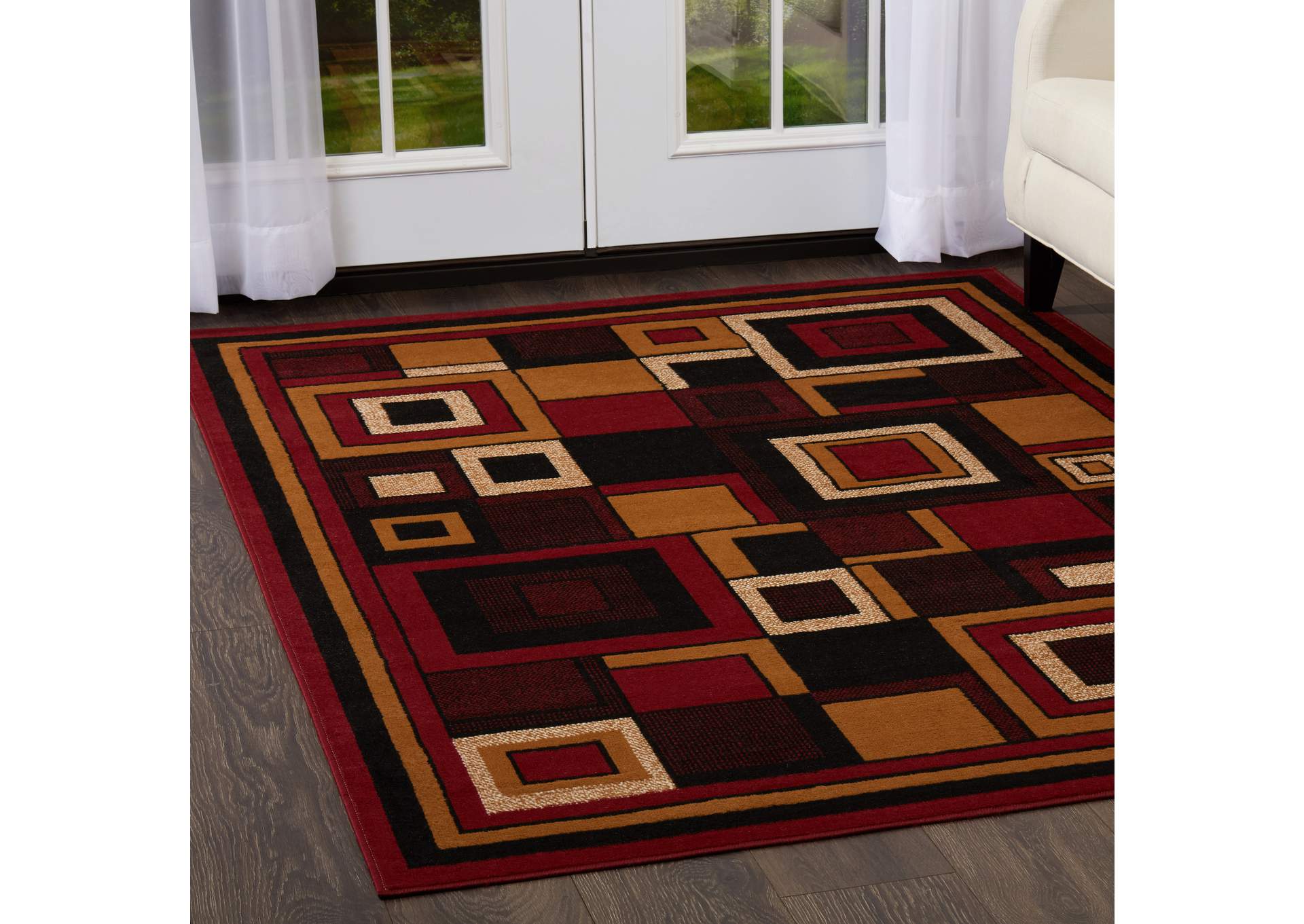 Premium Nikola Area Rug Red/Brown, 21"x35",Home Dynamix
