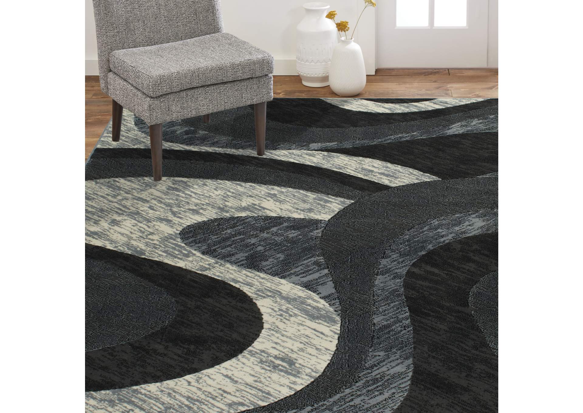 Catalina Huron Area Rug Gray/Ivory, 3'3"x5'2",Home Dynamix