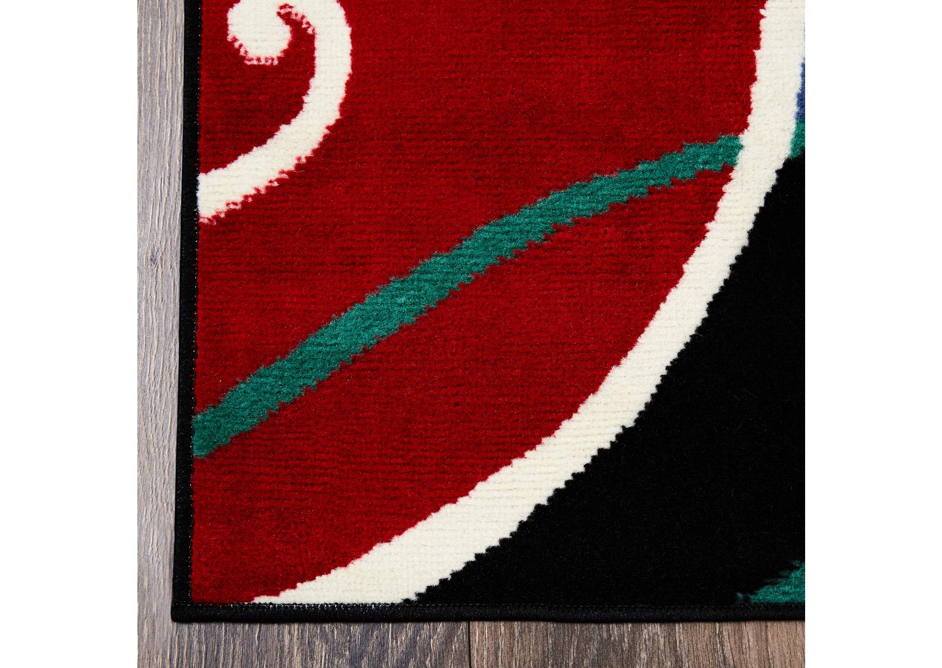 Premium Loire Area Rug Black/Blue, 21"X35",Home Dynamix