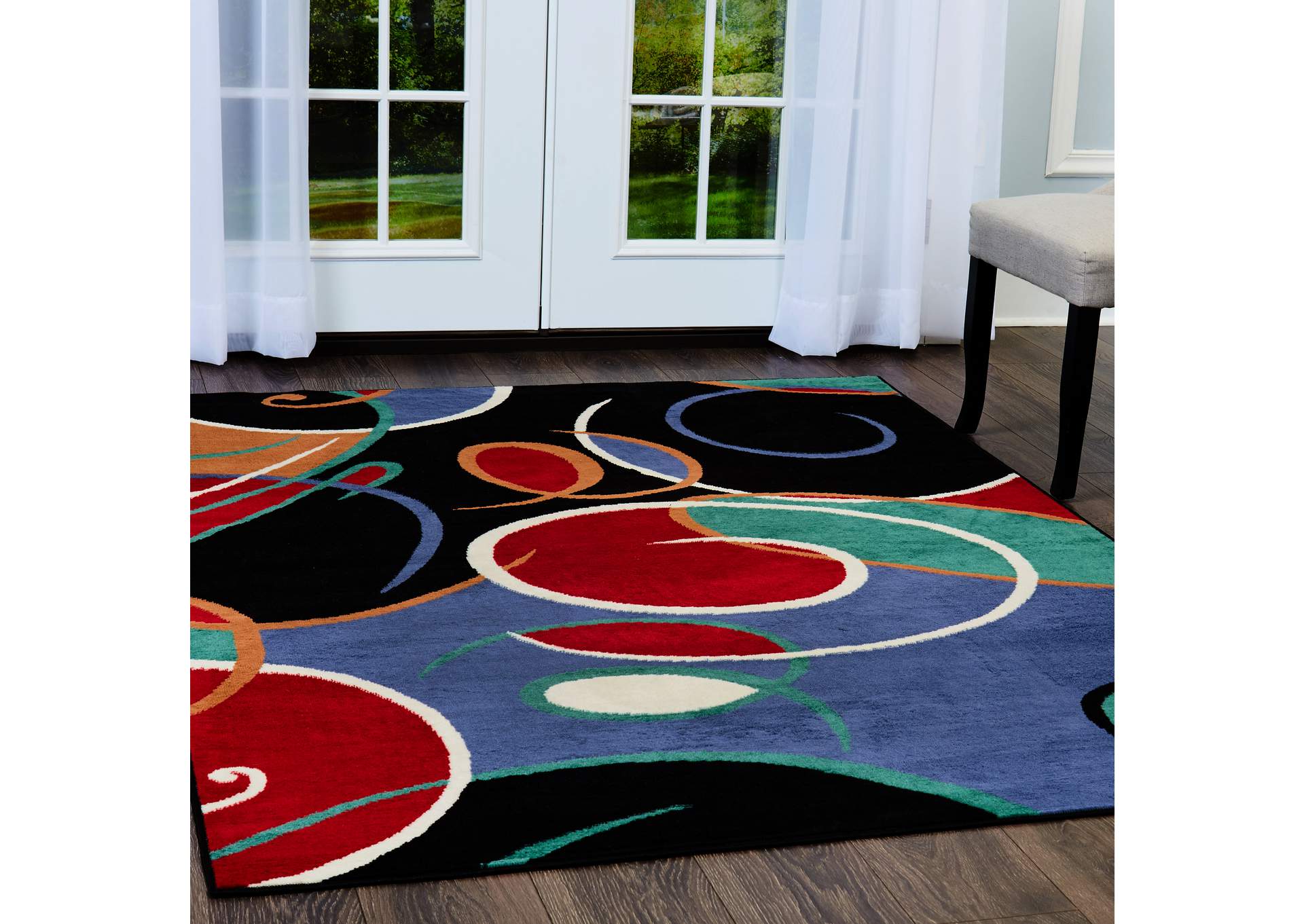 Premium Loire Area Rug Black/Blue, 21"X35",Home Dynamix