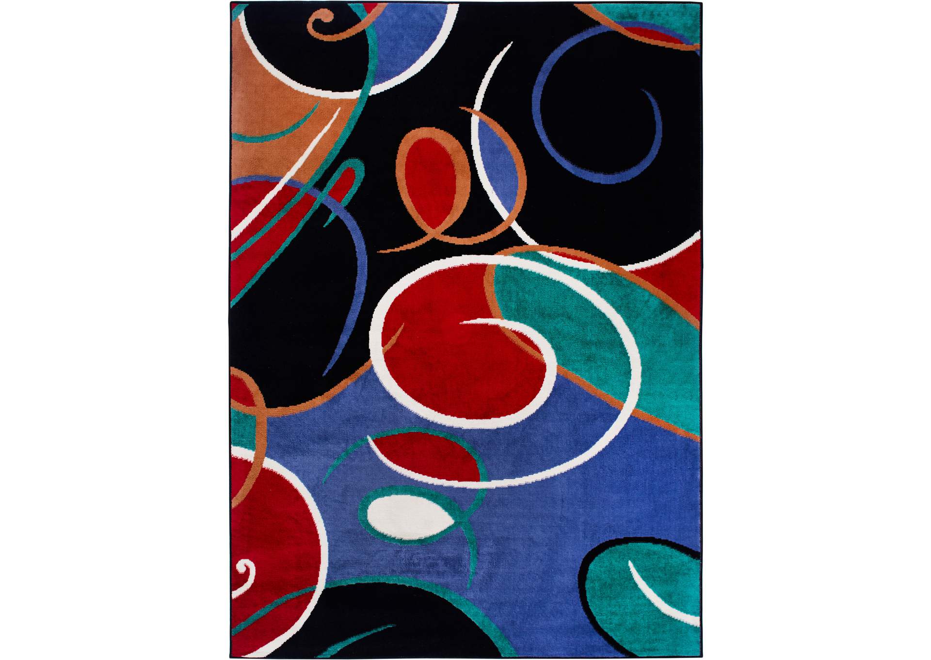 Premium Loire Area Rug Black/Blue, 21"X35",Home Dynamix