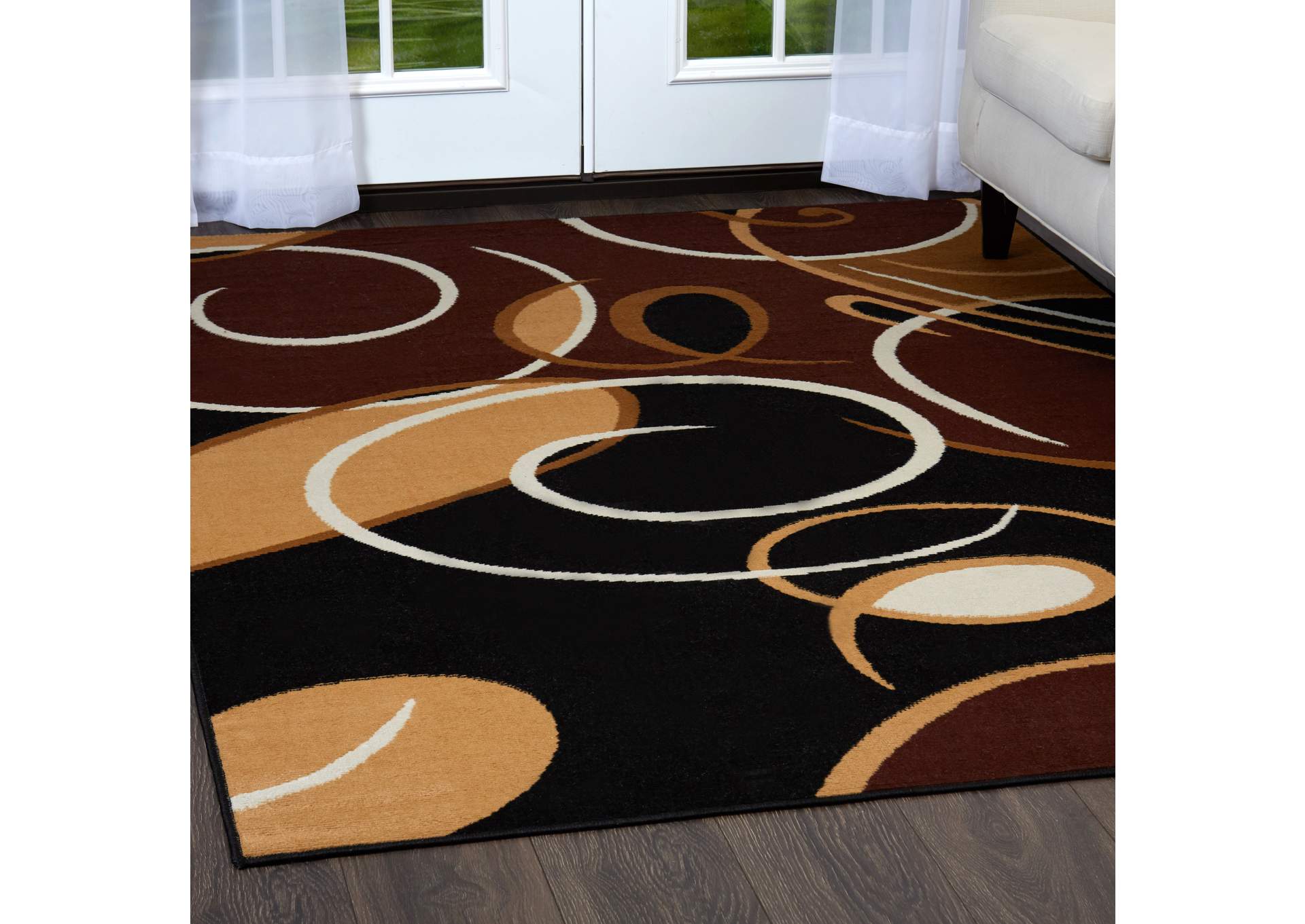 Premium Loire Area Rug Black/Beige, 21"X35",Home Dynamix