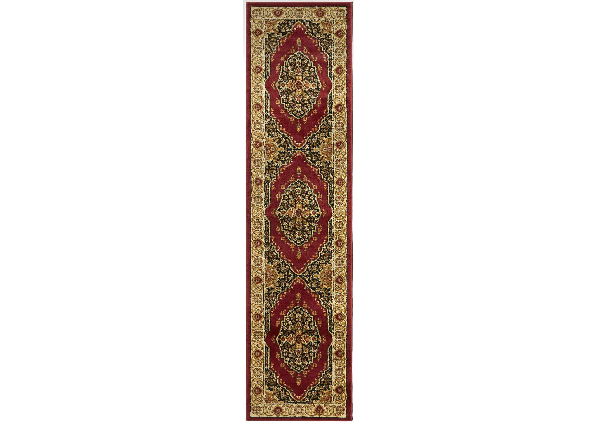 Royalty Tansy Area Rug Red/Ivory, 1'9"x7'2",Home Dynamix