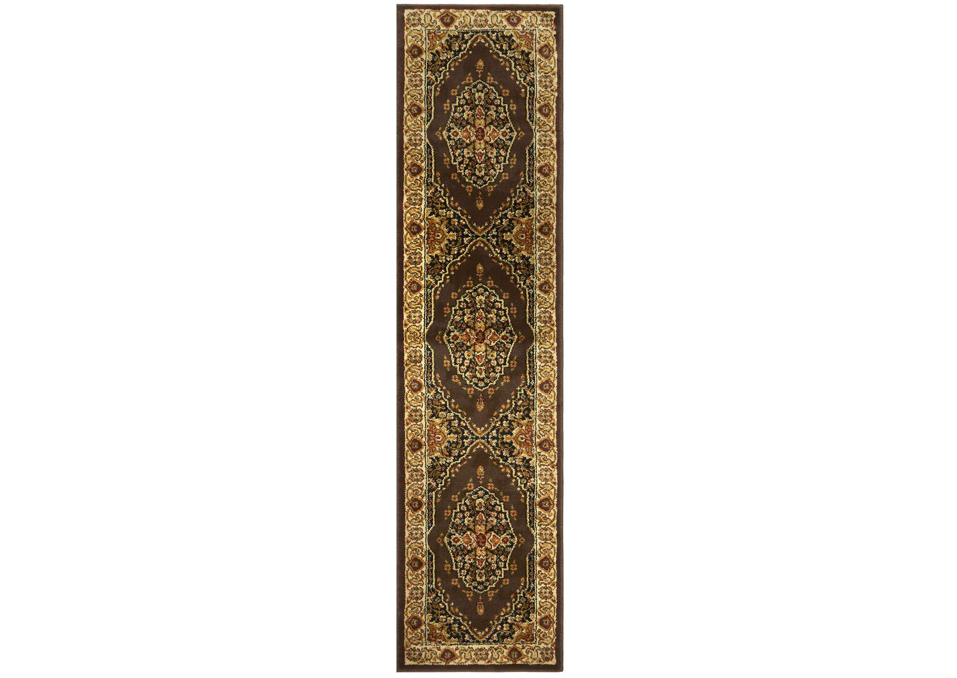 Royalty Tansy Area Rug Brown/Ivory, 1'9"x7'2",Home Dynamix