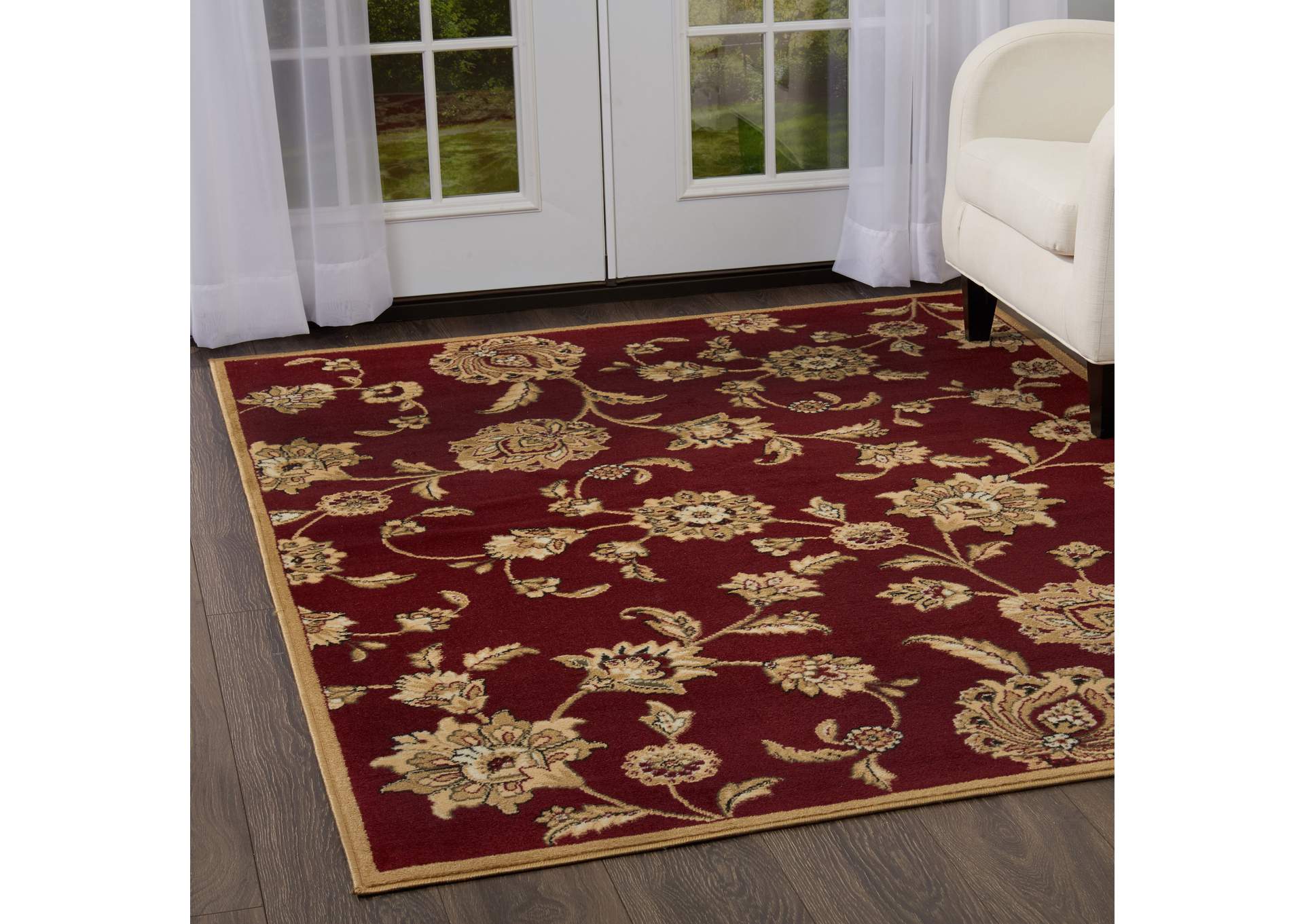 Optimum Malin Area Rug Red/Beige, 5'2"x7'2",Home Dynamix