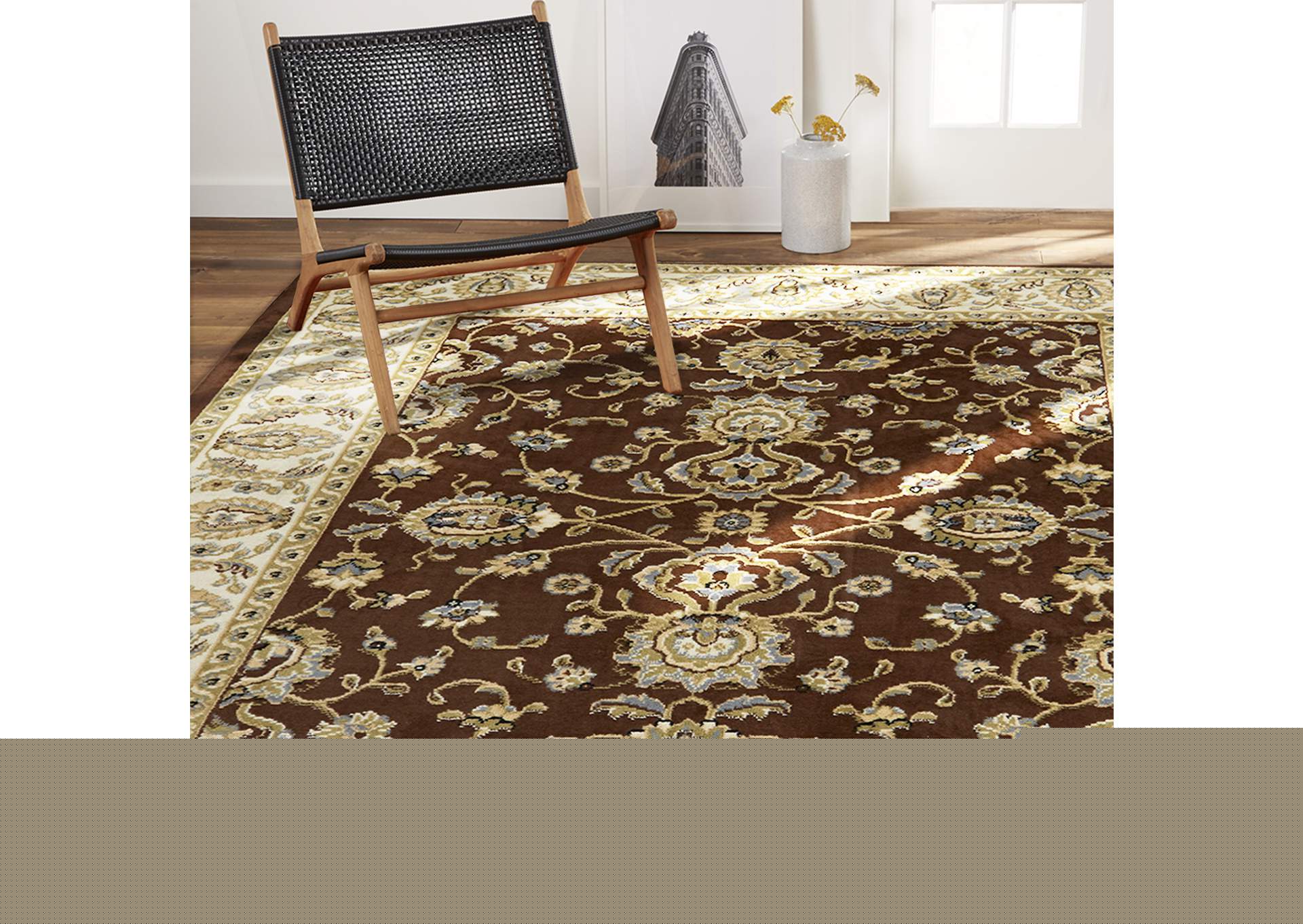 Optimum Maoz Area Rug Brown/Ivory, 5'2"x7'2",Home Dynamix