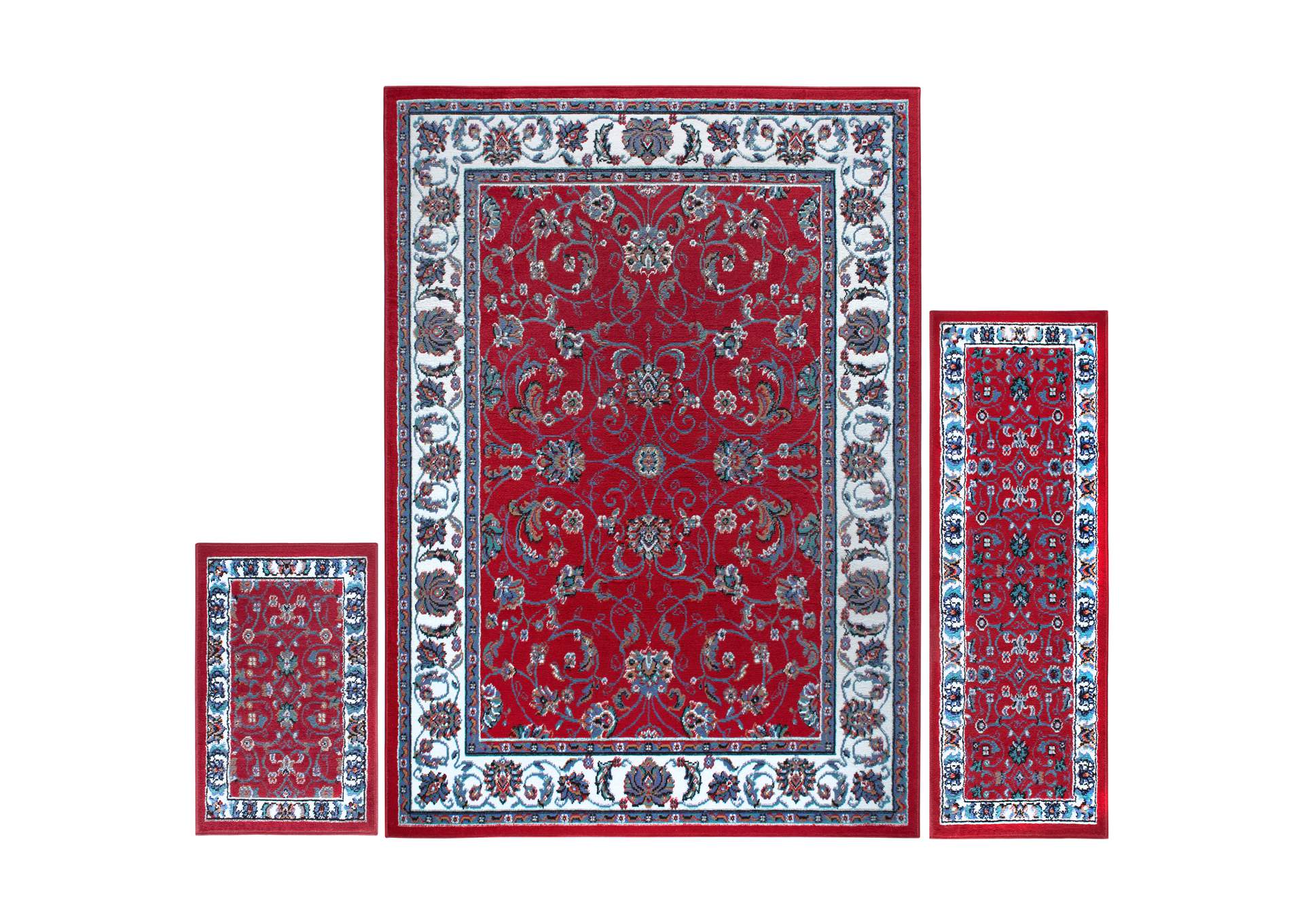 Ariana Badah Area Rug Red/Ivory, 3 Piece Set,Home Dynamix