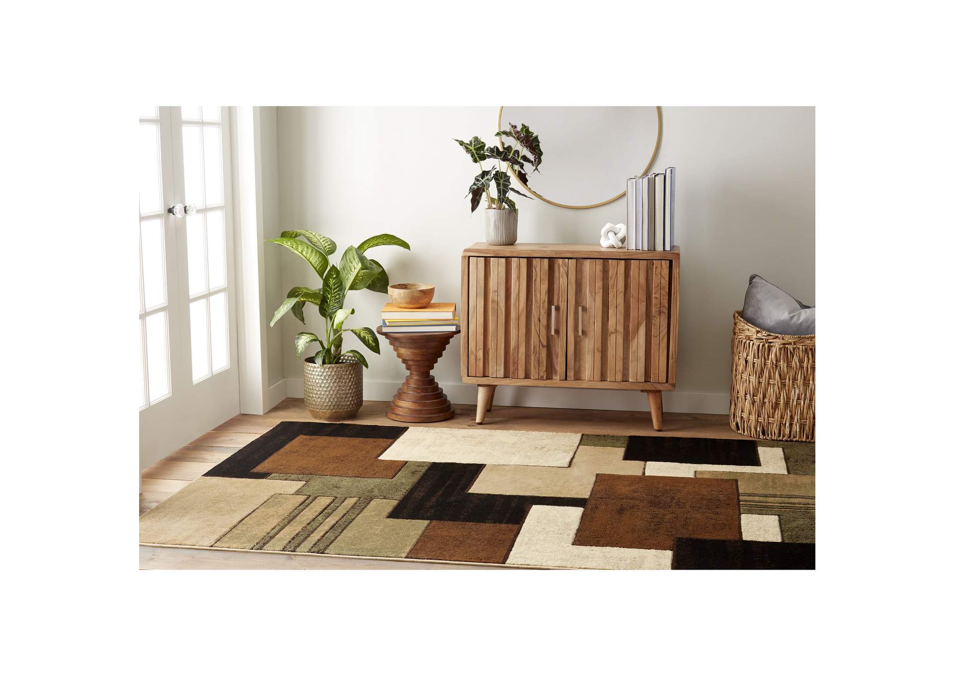 Tribeca Mason Area Rug Brown/Green, 18.9"x31.5",Home Dynamix
