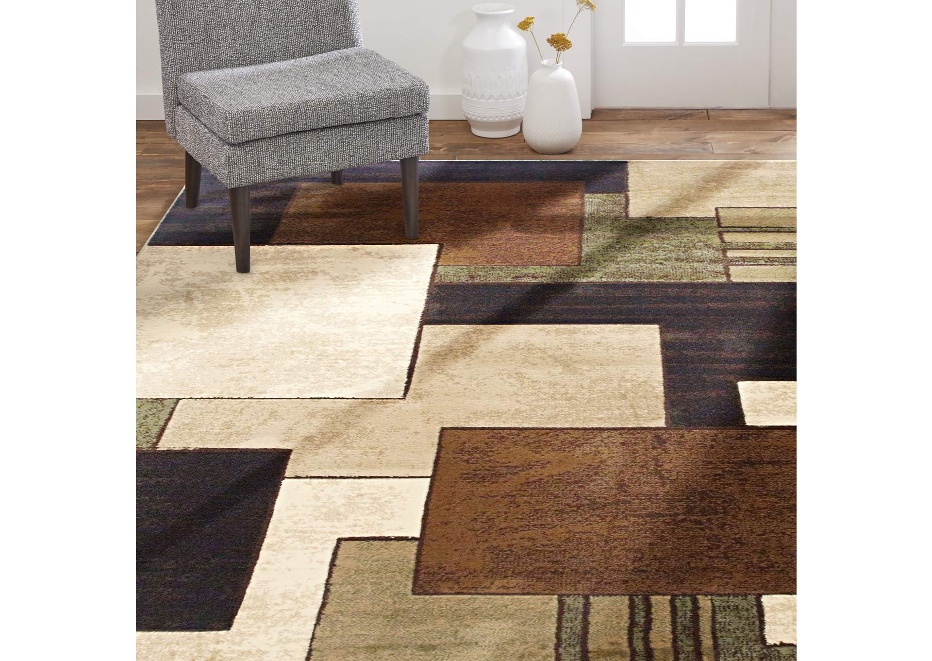 Tribeca Mason Area Rug Brown/Green, 18.9"x31.5",Home Dynamix