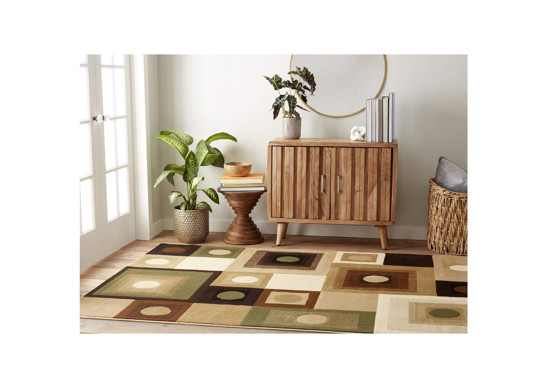 Tribeca Adella Area Rug Brown/Green, 18.9"x31.5",Home Dynamix