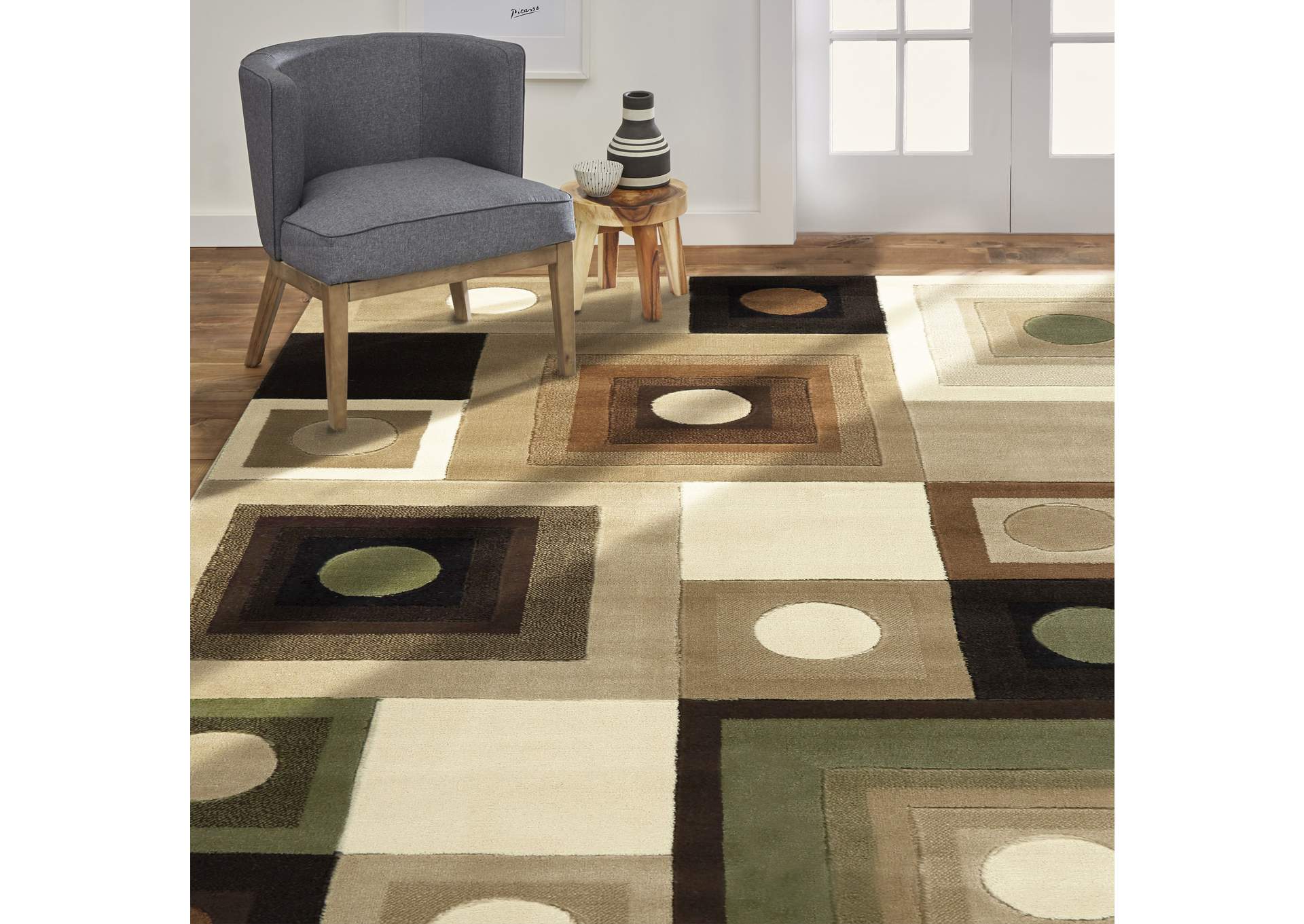Tribeca Adella Area Rug Brown/Green, 18.9"x31.5",Home Dynamix