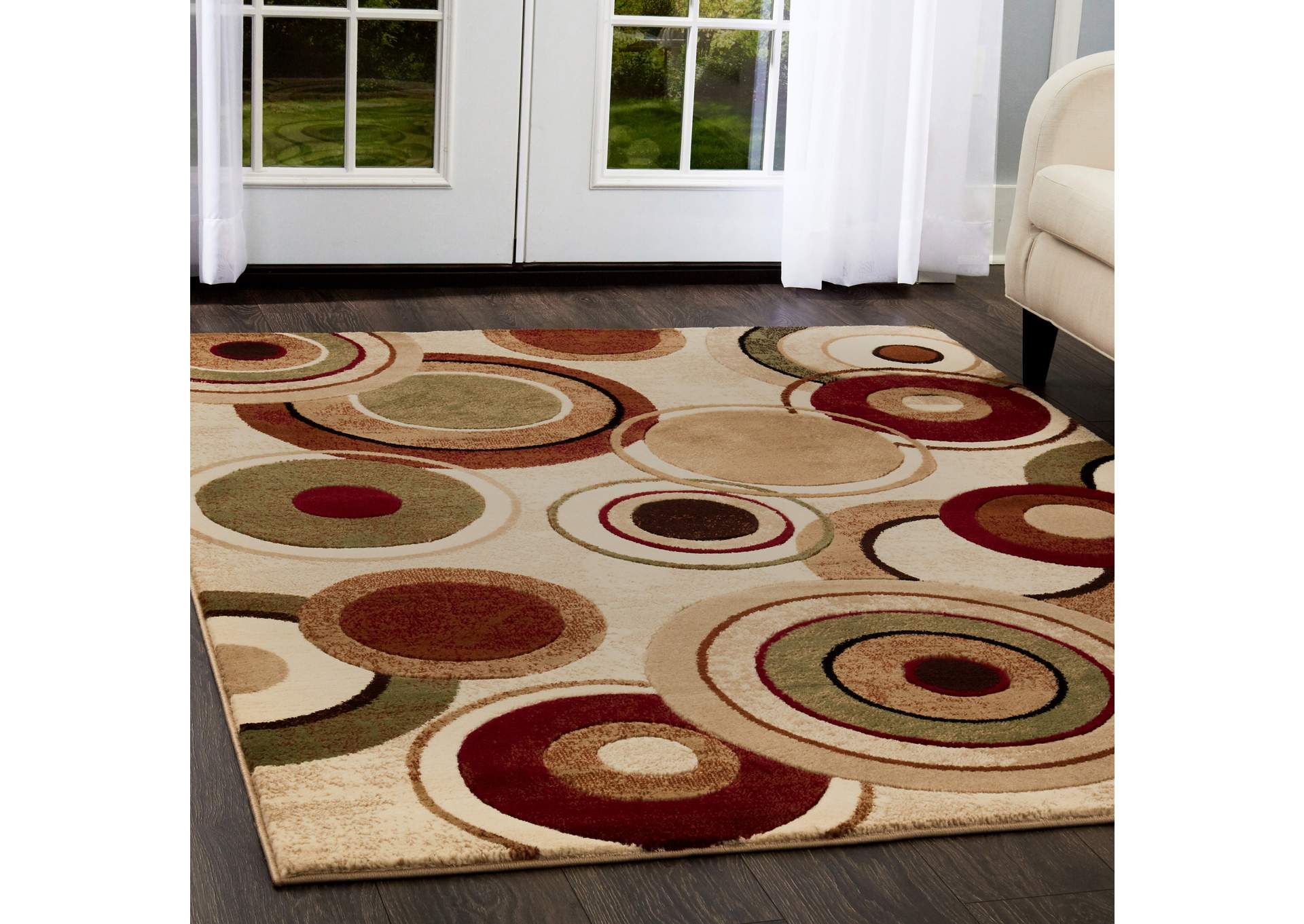 Tribeca Emmitt Area Rug Ivory/Red, 18.9"x31.5",Home Dynamix