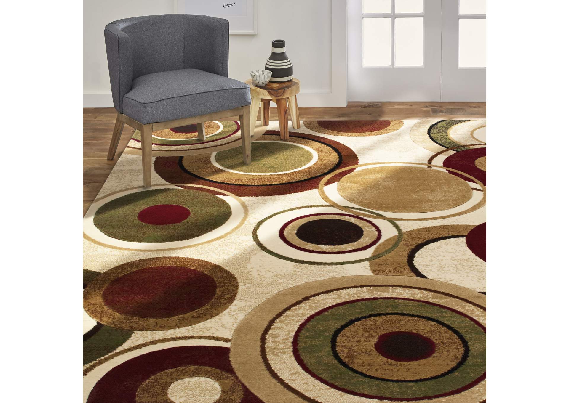 Tribeca Emmitt Area Rug Ivory/Red, 18.9"x31.5",Home Dynamix