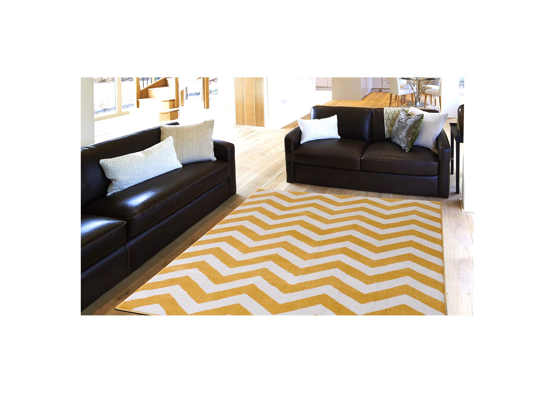 Tremont Chevron Area Rug Yellow/Ivory, 7'10"x10'5",Home Dynamix