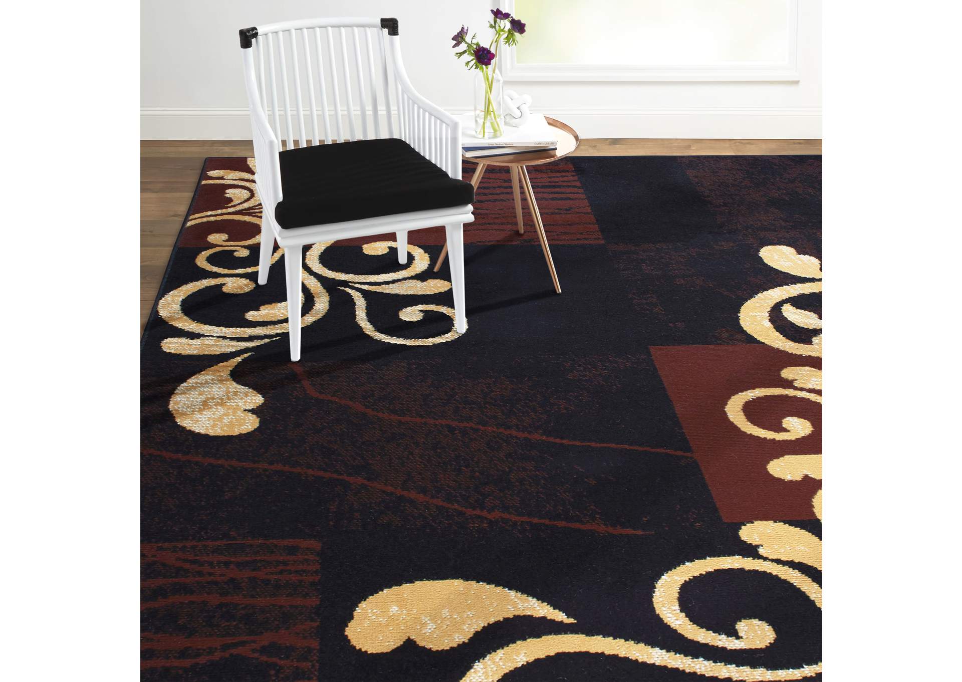Premium Nile Area Rug Black/Brown, 21"x35",Home Dynamix