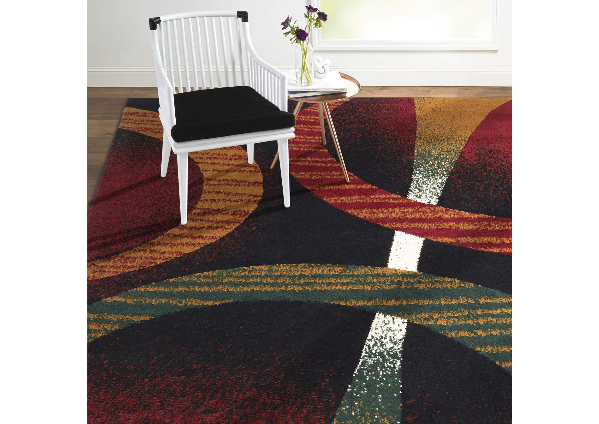 Premium Indus Area Rug Black/Brown, 21"x35",Home Dynamix