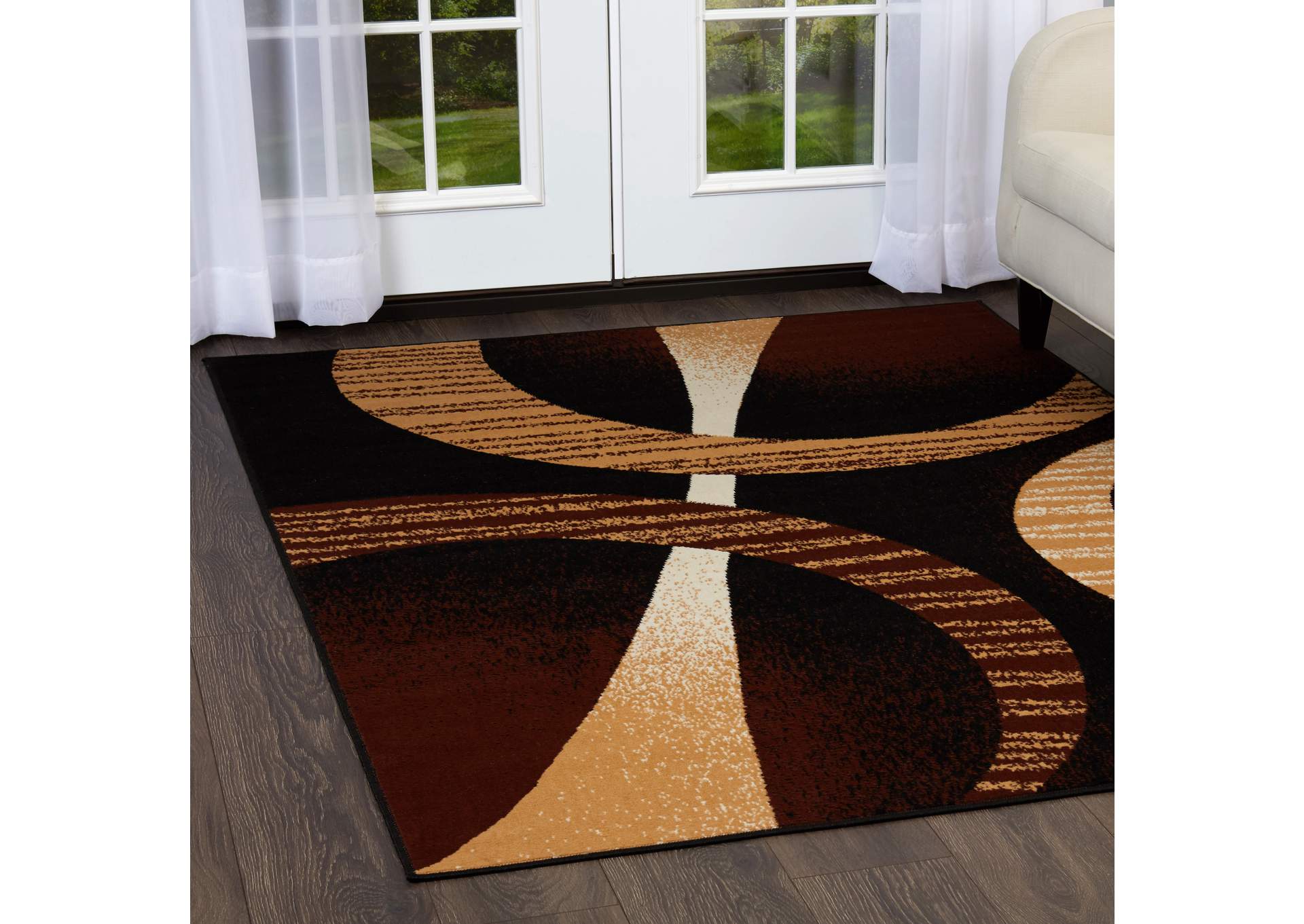 Premium Indus Area Rug Black/Brown, 21"x35",Home Dynamix