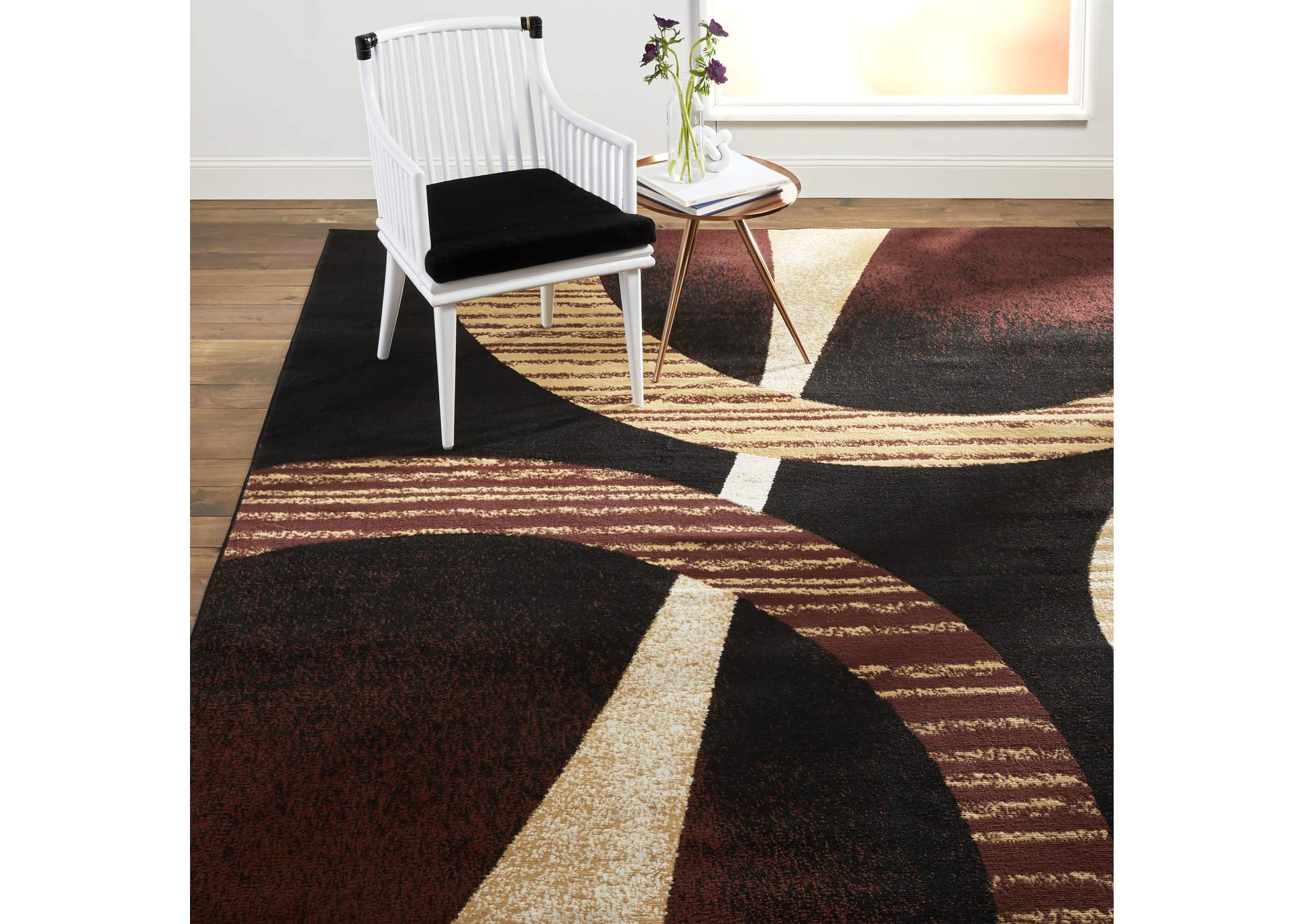 Premium Indus Area Rug Black/Brown, 21"x35",Home Dynamix