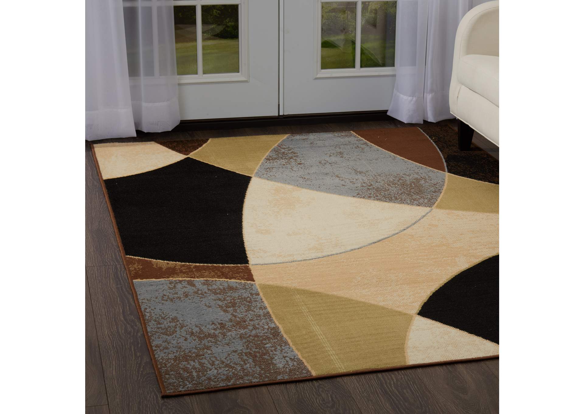 Optimum Napoli Area Rug Beige/Black, 21"x35",Home Dynamix