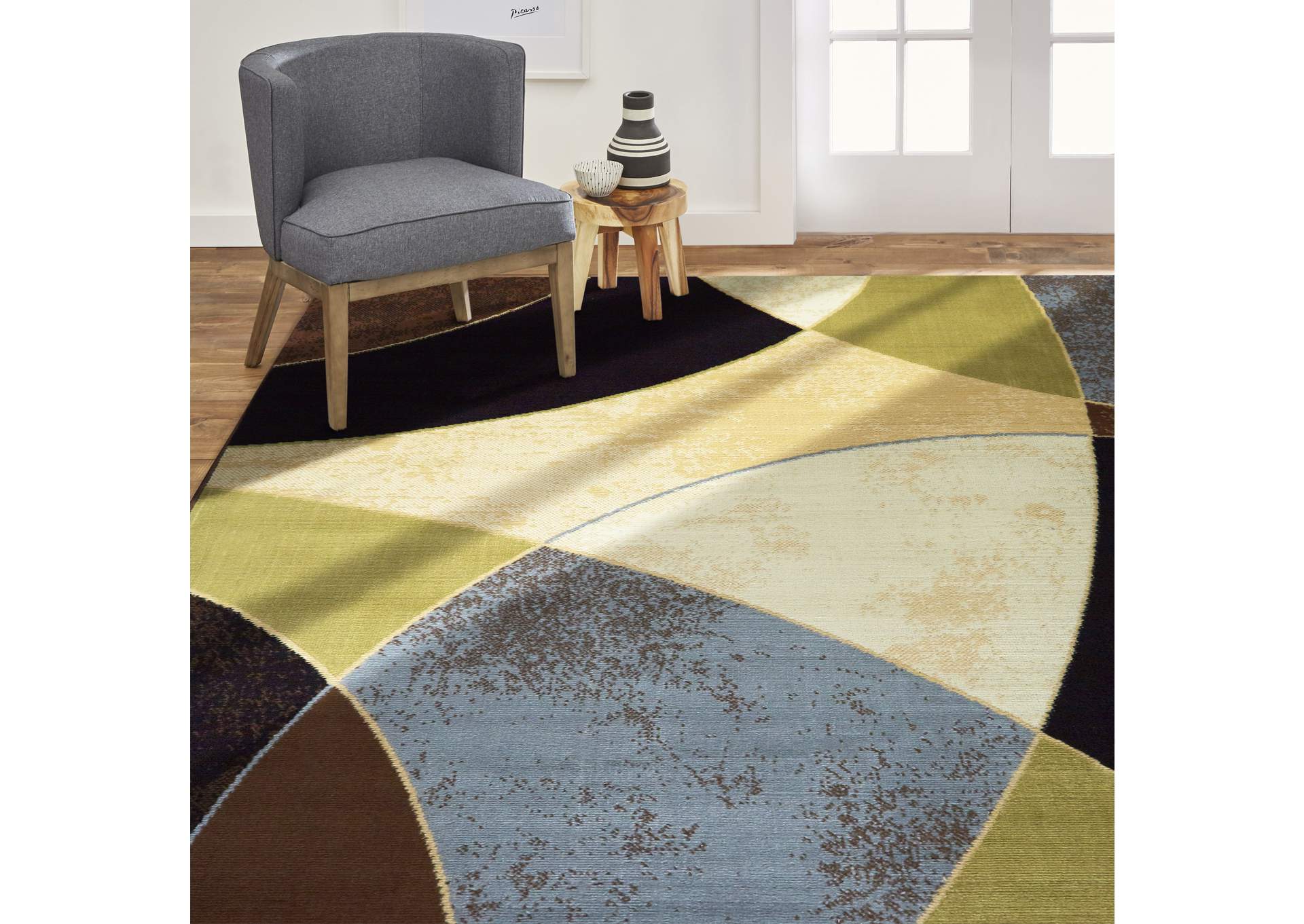 Optimum Napoli Area Rug Beige/Black, 21"x35",Home Dynamix