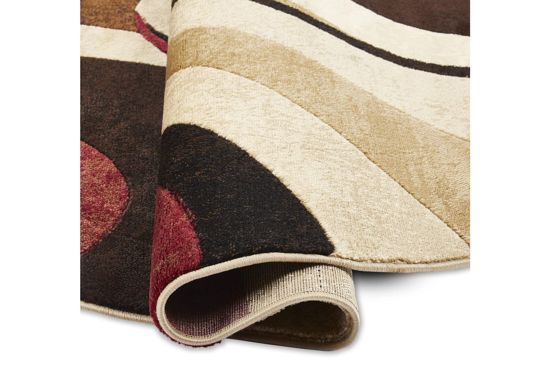 Tribeca Slade Area Rug Brown/Red, 7'10" Round,Home Dynamix