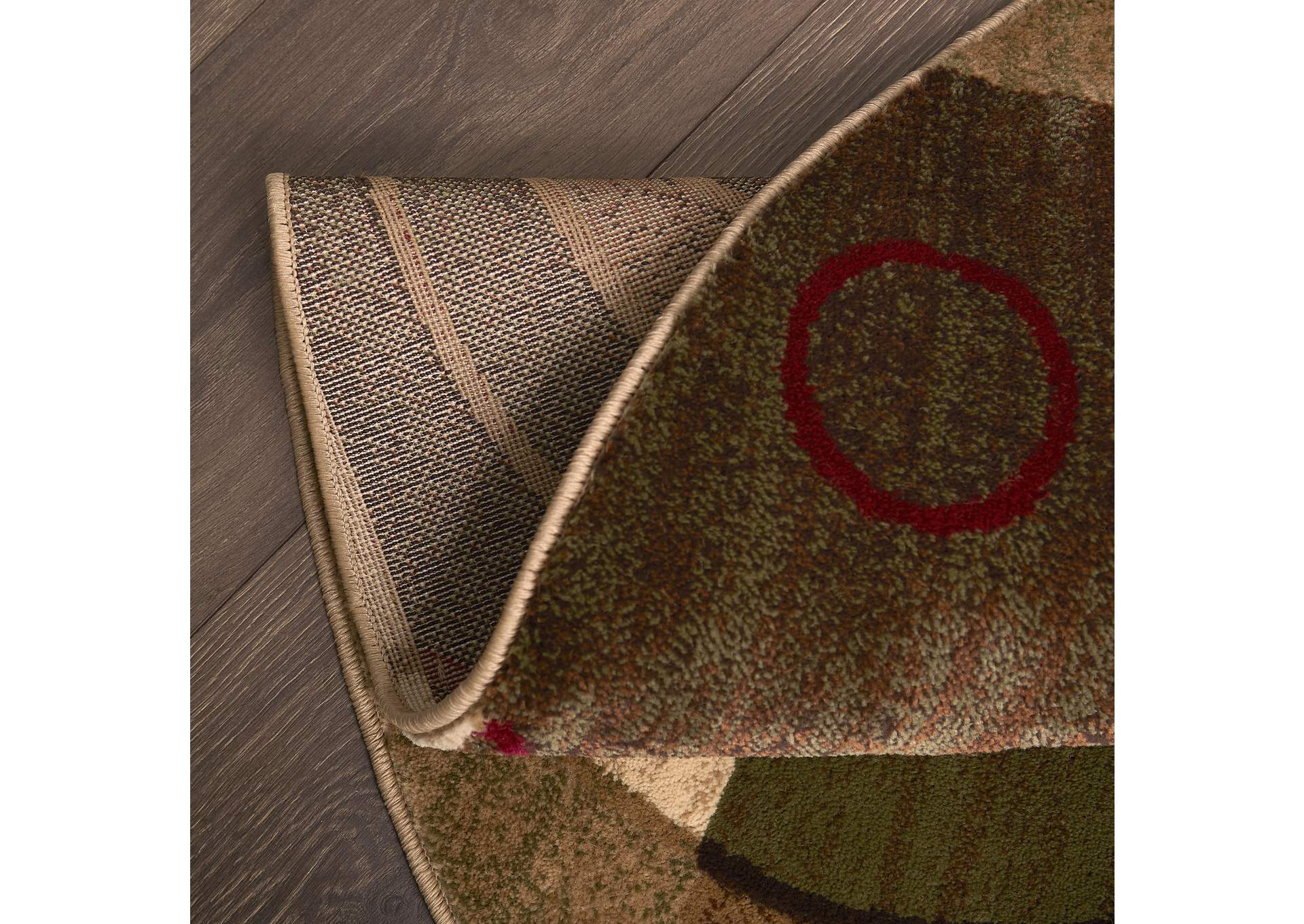 Tribeca Hiram Area Rug Beige/Green, 7'10" Round,Home Dynamix